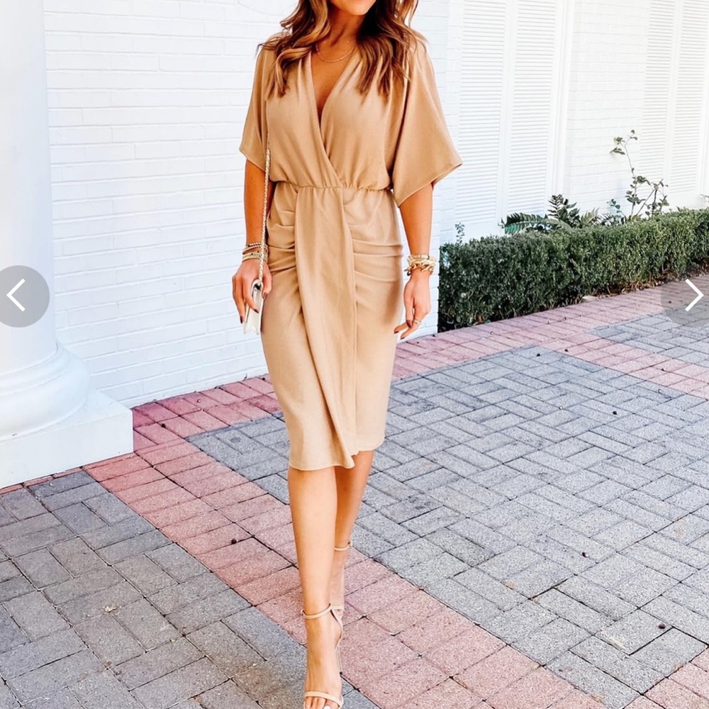 Gibson Look Dress Drape Front and Shimmery